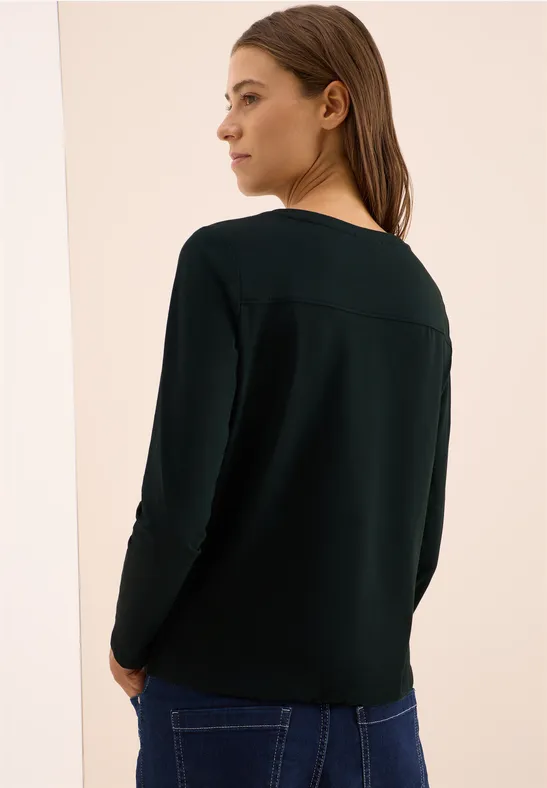 Shirt in Unifarbe ink green