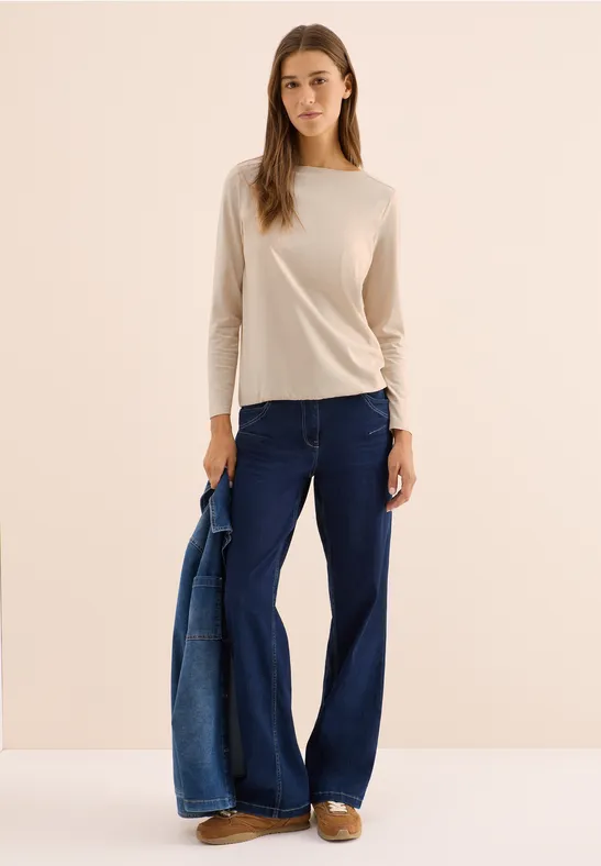 Shirt in Unifarbe oat milk beige