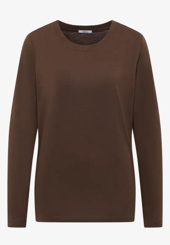 Basic Rundhalsshirt chocolate mousse