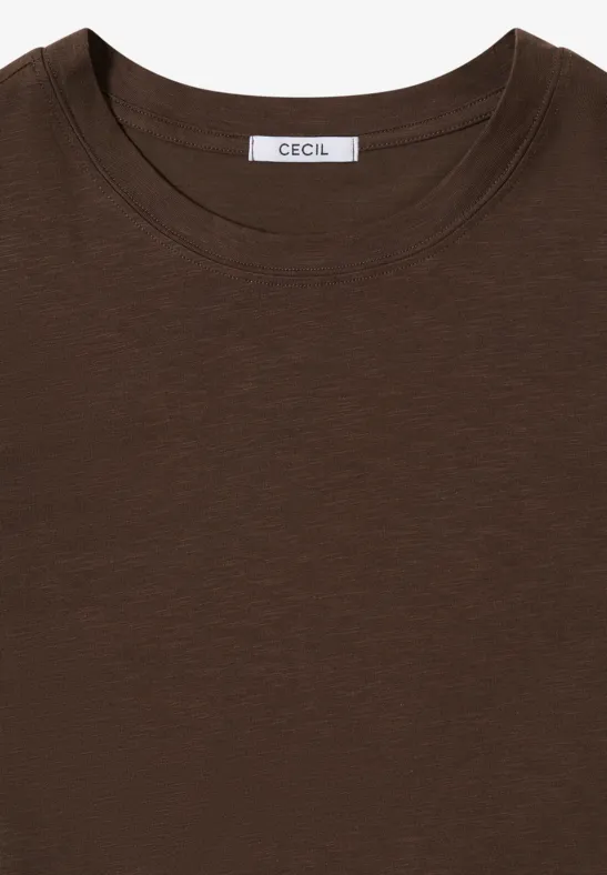 Basic Rundhalsshirt chocolate mousse