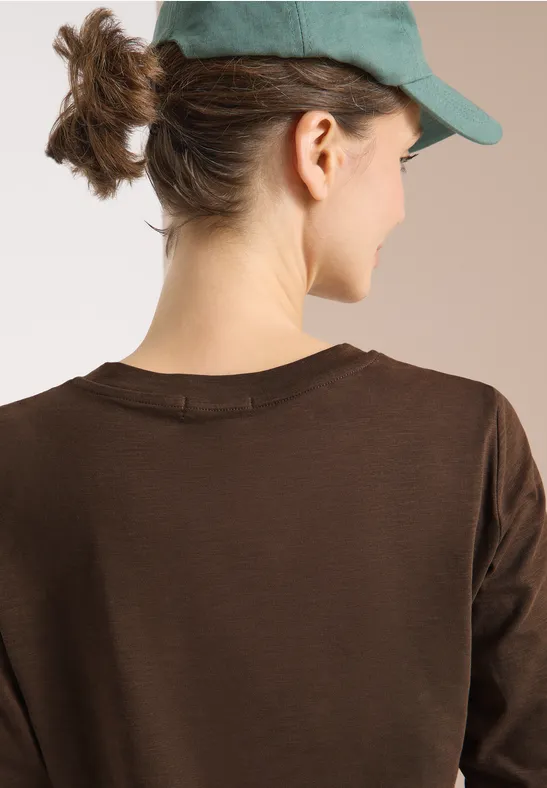 Basic Rundhalsshirt chocolate mousse