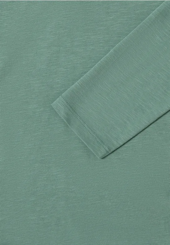 Split Neck Langarmshirt jewel green