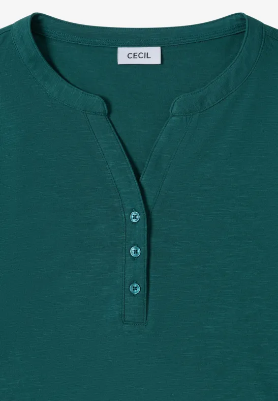 Split Neck Langarmshirt dark sea green