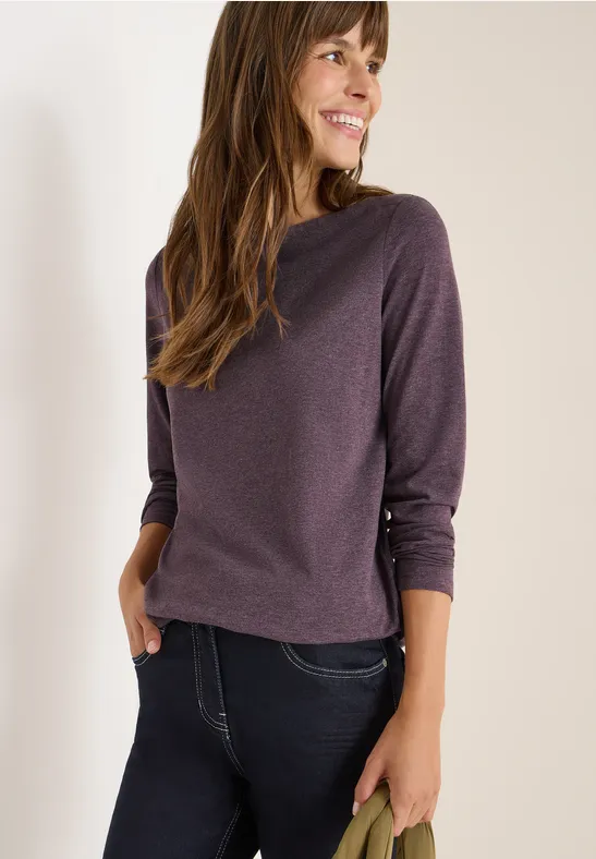 Langarmshirt eggplant red melange