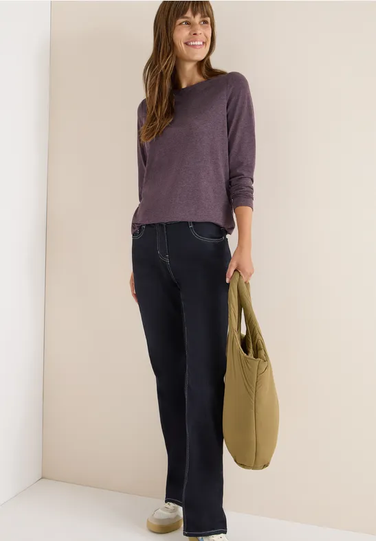 Langarmshirt eggplant red melange