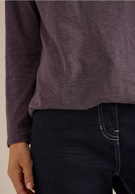 Langarmshirt eggplant red melange