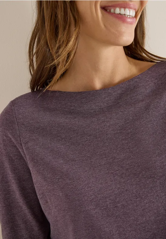 Langarmshirt eggplant red melange