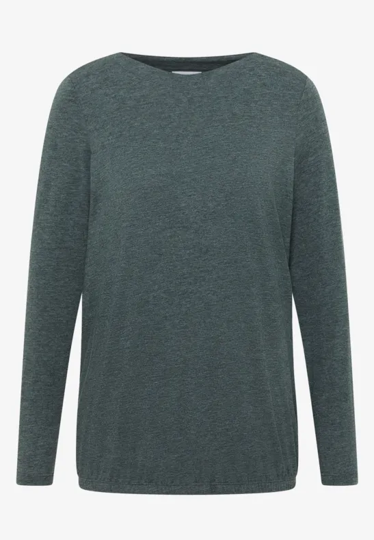 Langarmshirt ink green melange