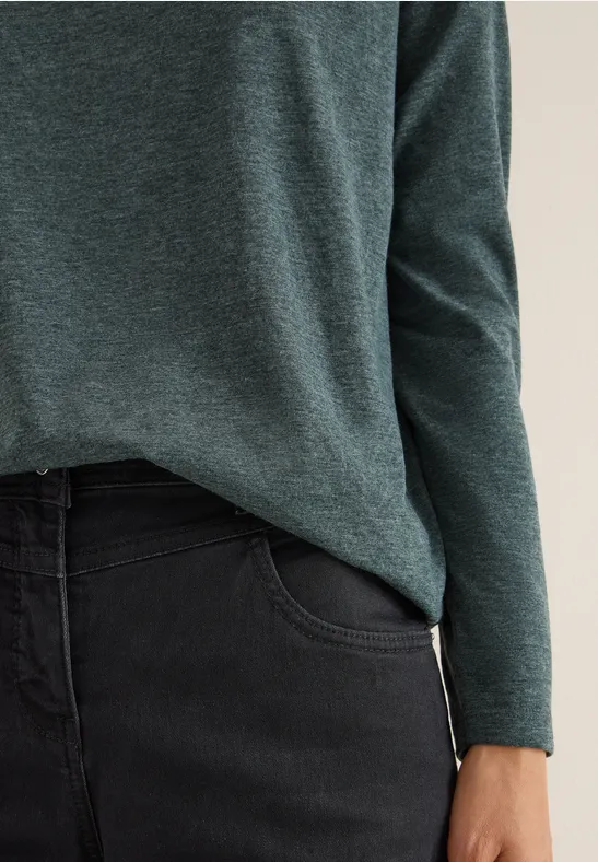 Langarmshirt ink green melange
