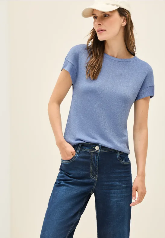 T-Shirt mit Glitzerdetails deep pastel blue