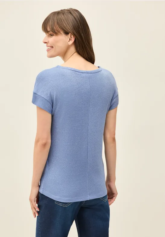 T-Shirt mit Glitzerdetails deep pastel blue