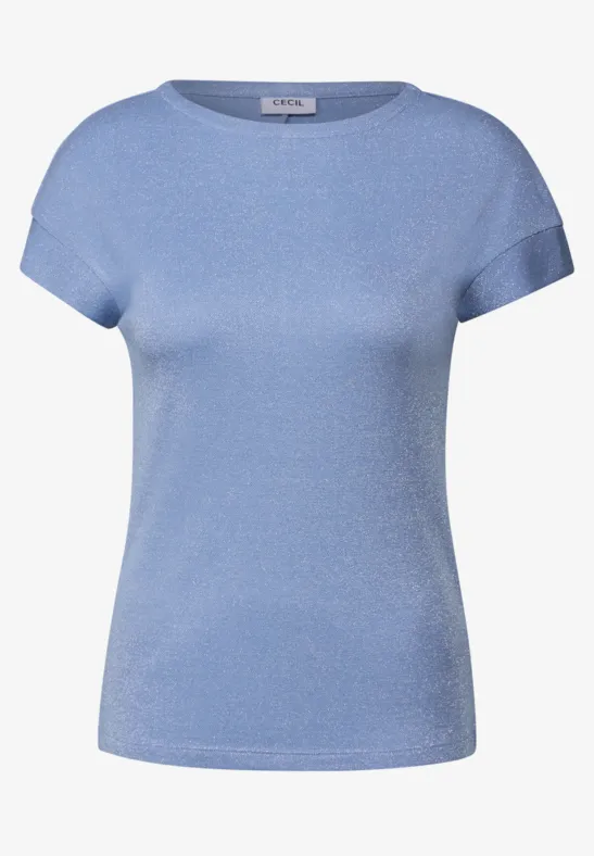 T-Shirt mit Glitzerdetails deep pastel blue