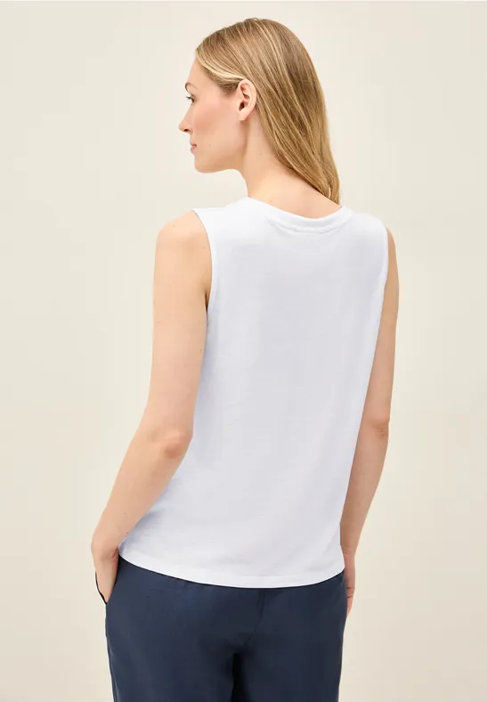 Top col V avec rubans White