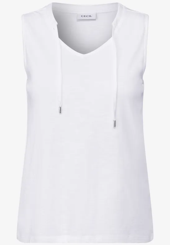 Top col V avec rubans White