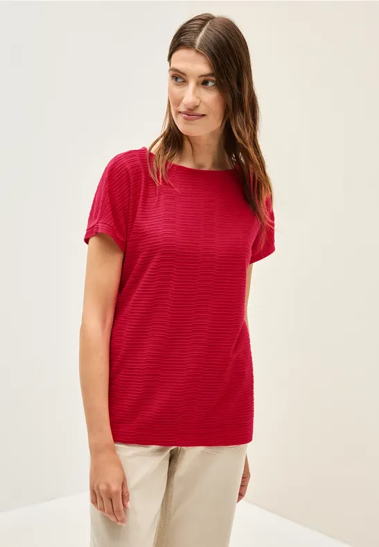 Struktushirt in Unifarbe glazed apple red