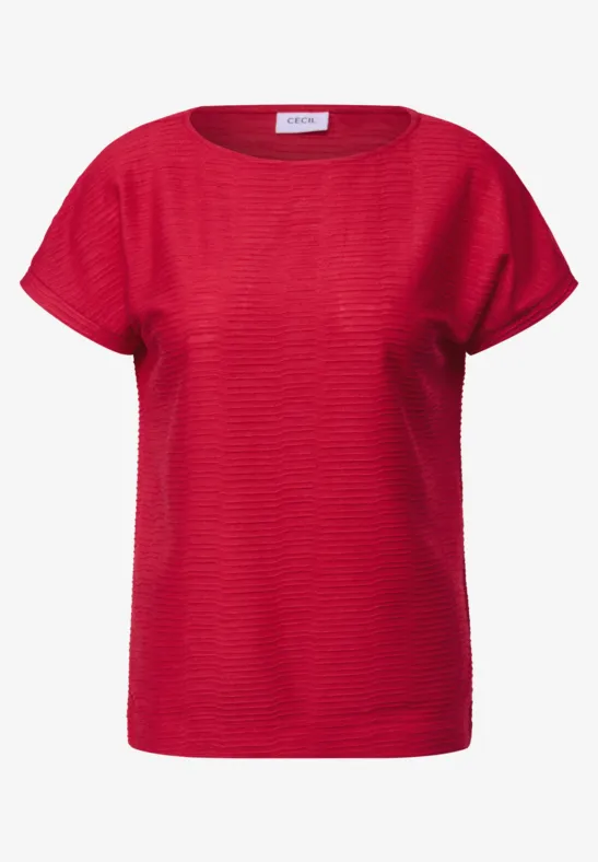 Struktushirt in Unifarbe glazed apple red