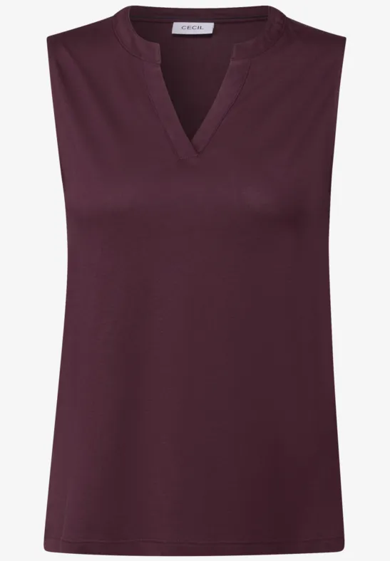 Haut à col fendu mulberry red