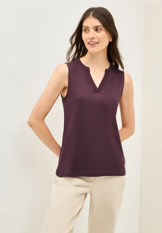Haut à col fendu mulberry red