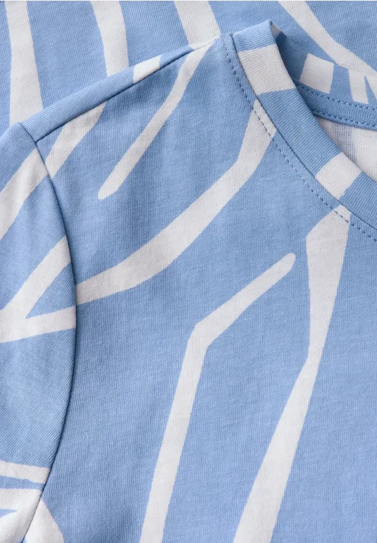 Koszulka z nadrukiem w kwiaty deep pastel blue