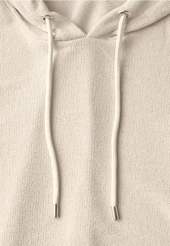 Shirt met crêpe capuchon light beige