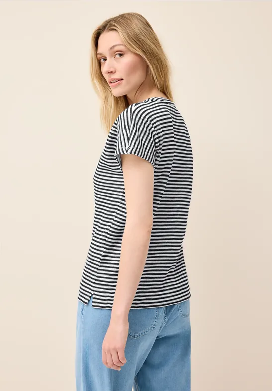 T-shirt à rayures structurées urban navy blue