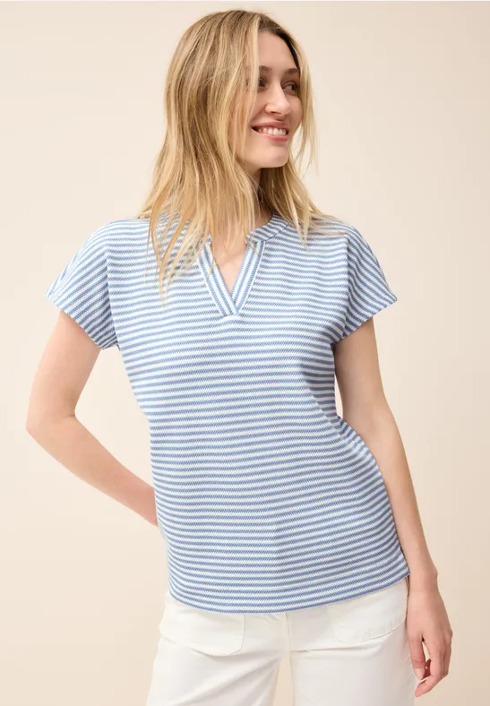 T-shirt à rayures structurées deep pastel blue