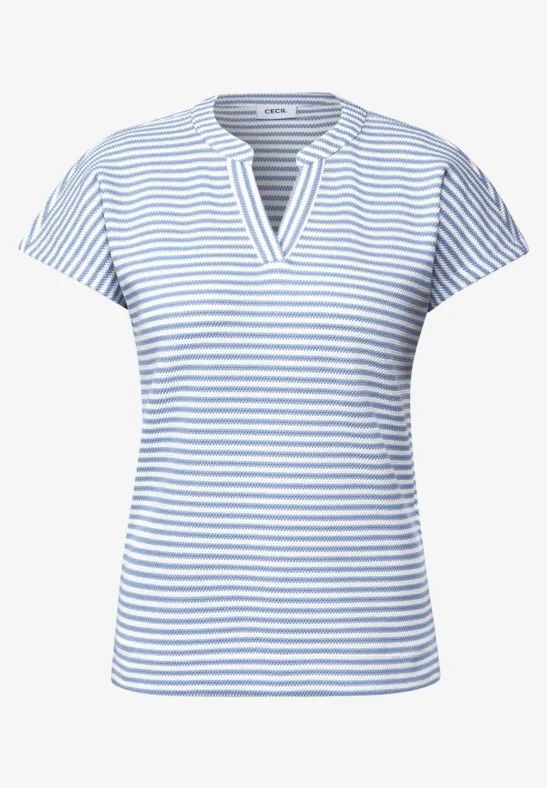 T-shirt à rayures structurées deep pastel blue