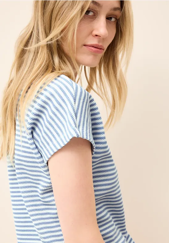 T-shirt à rayures structurées deep pastel blue