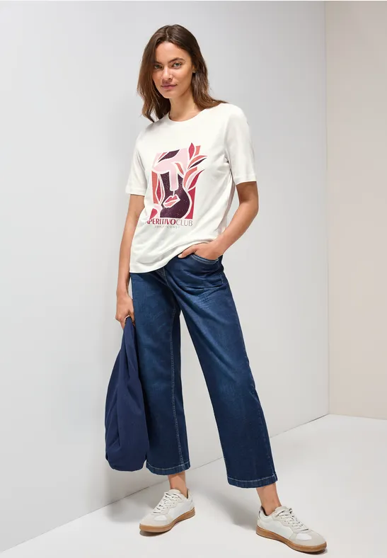 T-Shirt mit Print vanilla white