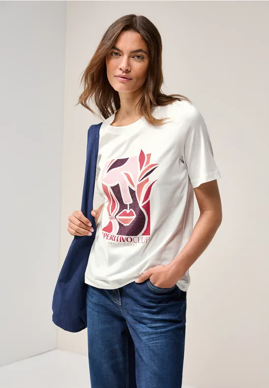 T-Shirt mit Print vanilla white