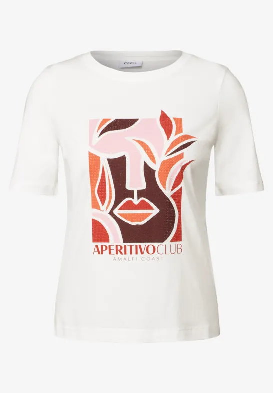 T-Shirt mit Print vanilla white