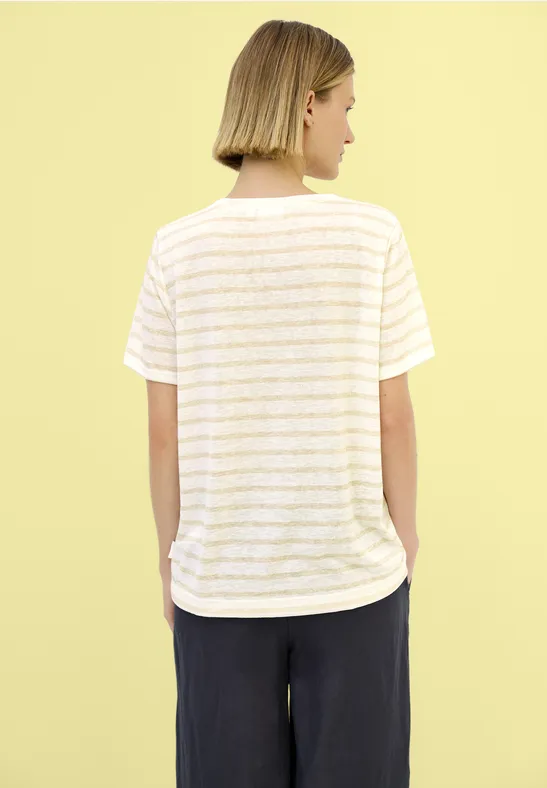 Strick-Look Streifen-Shirt pearl beige