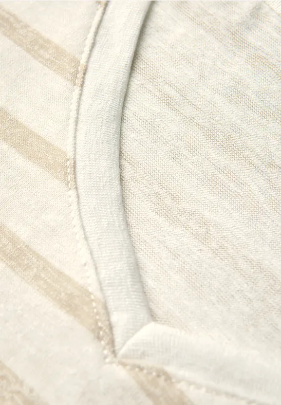 Strick-Look Streifen-Shirt pearl beige