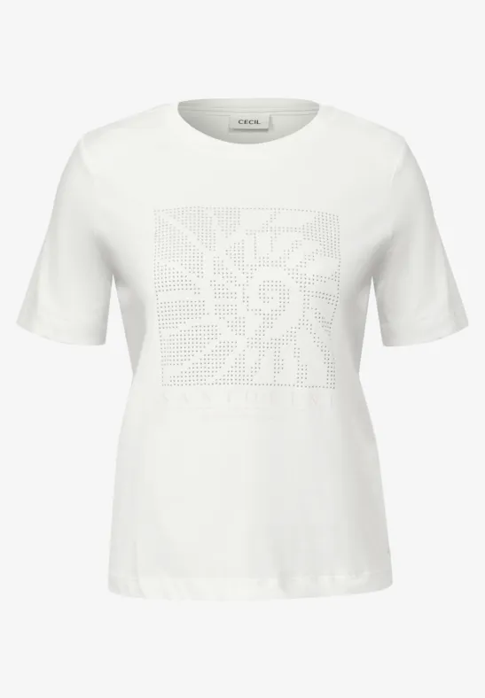 Shirt met edelstenen vanilla white