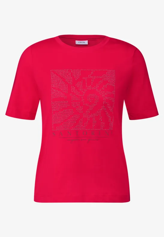 Shirt met edelstenen glazed apple red