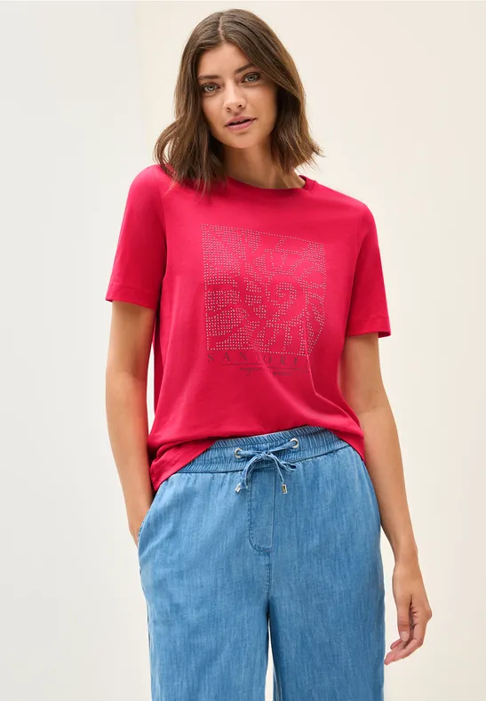 Shirt met edelstenen glazed apple red
