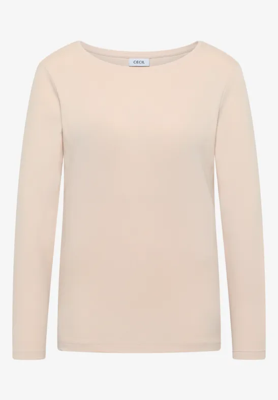 Shirt mit U-Boot-Ausschnitt oat milk beige