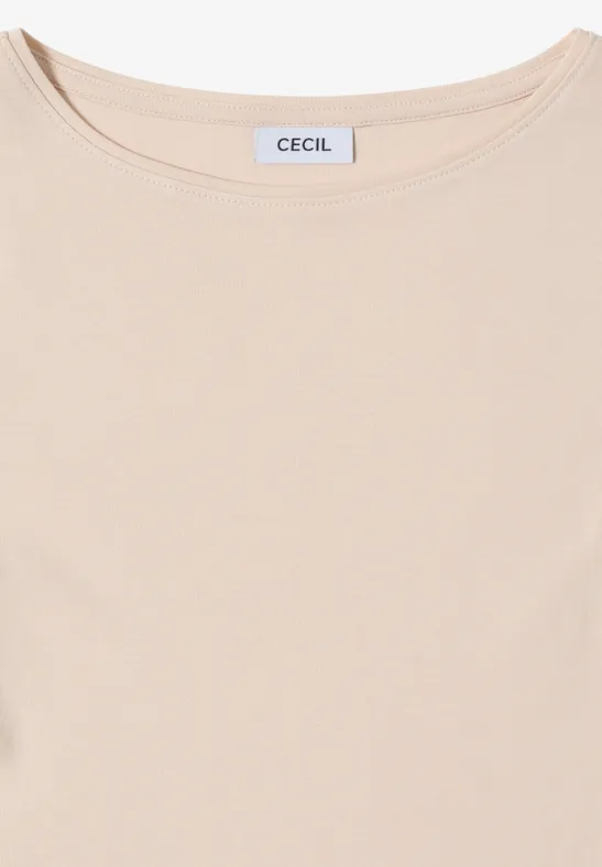 Shirt mit U-Boot-Ausschnitt oat milk beige
