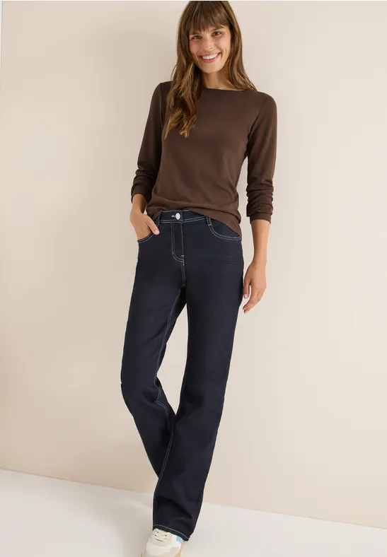 Shirt mit U-Boot-Ausschnitt chocolate mousse