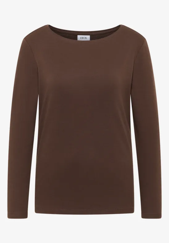 Shirt mit U-Boot-Ausschnitt chocolate mousse