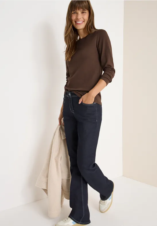 Shirt mit U-Boot-Ausschnitt chocolate mousse