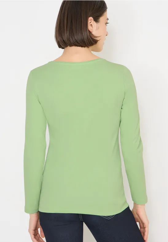 Shirt mit U-Boot-Ausschnitt bamboo green