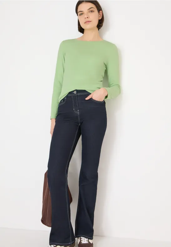 Shirt mit U-Boot-Ausschnitt bamboo green