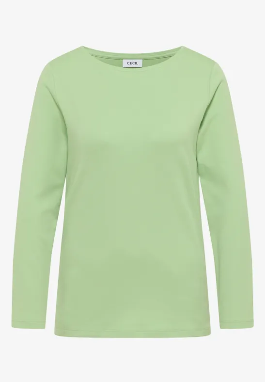Shirt mit U-Boot-Ausschnitt bamboo green
