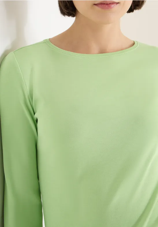 Shirt mit U-Boot-Ausschnitt bamboo green