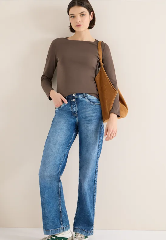 Shirt mit U-Boot-Ausschnitt urban taupe
