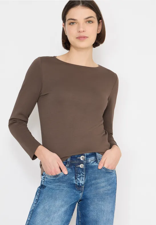 Shirt mit U-Boot-Ausschnitt urban taupe