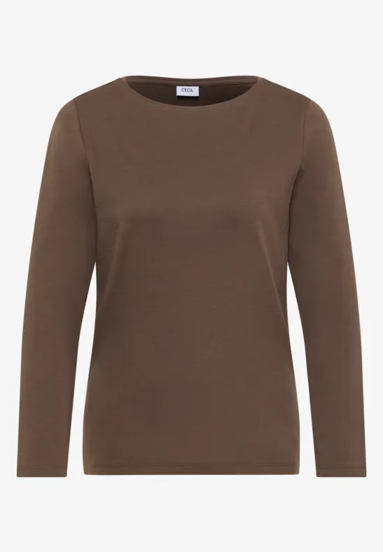 Shirt mit U-Boot-Ausschnitt urban taupe