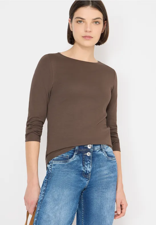 Shirt mit U-Boot-Ausschnitt urban taupe