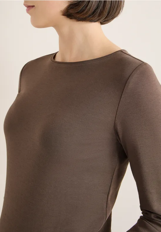 Shirt mit U-Boot-Ausschnitt urban taupe